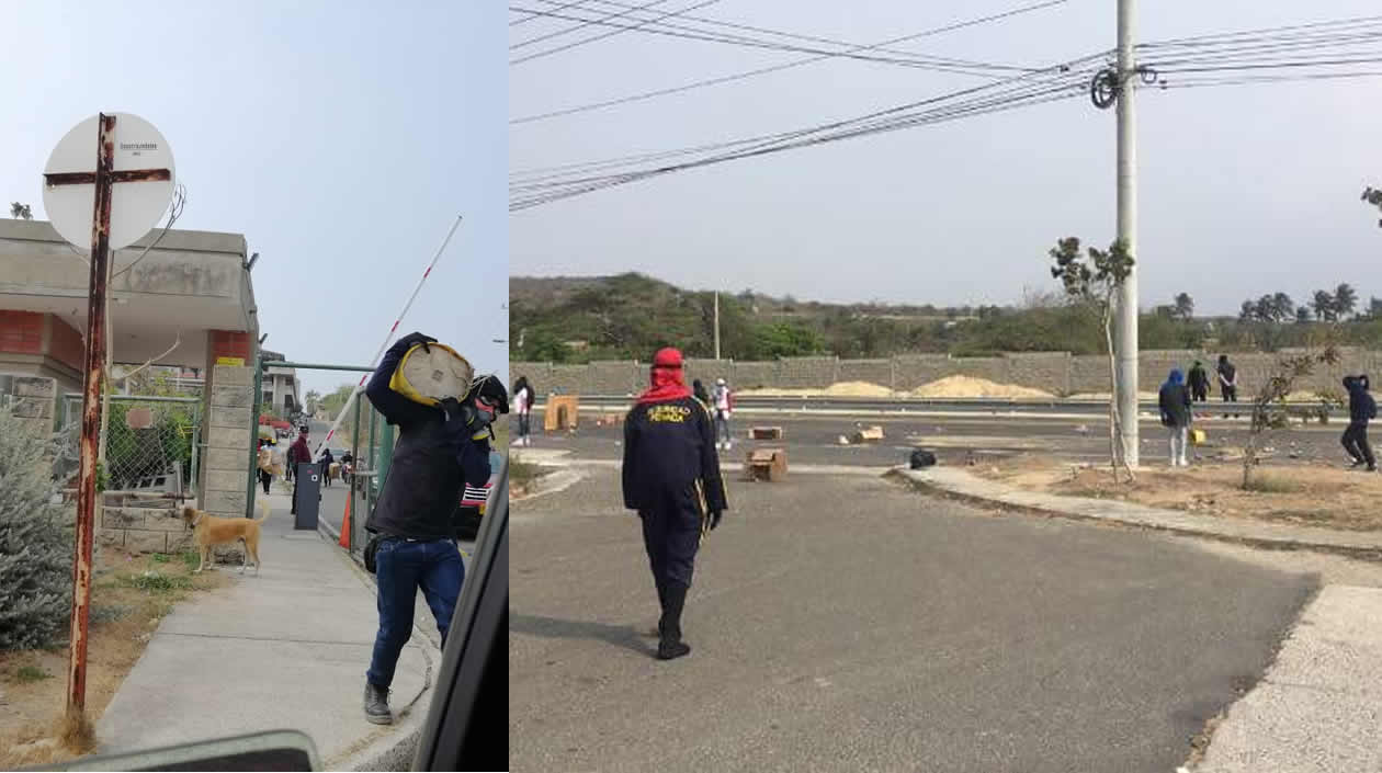 Los encapuchados bloquearon la Vía al Mar. 