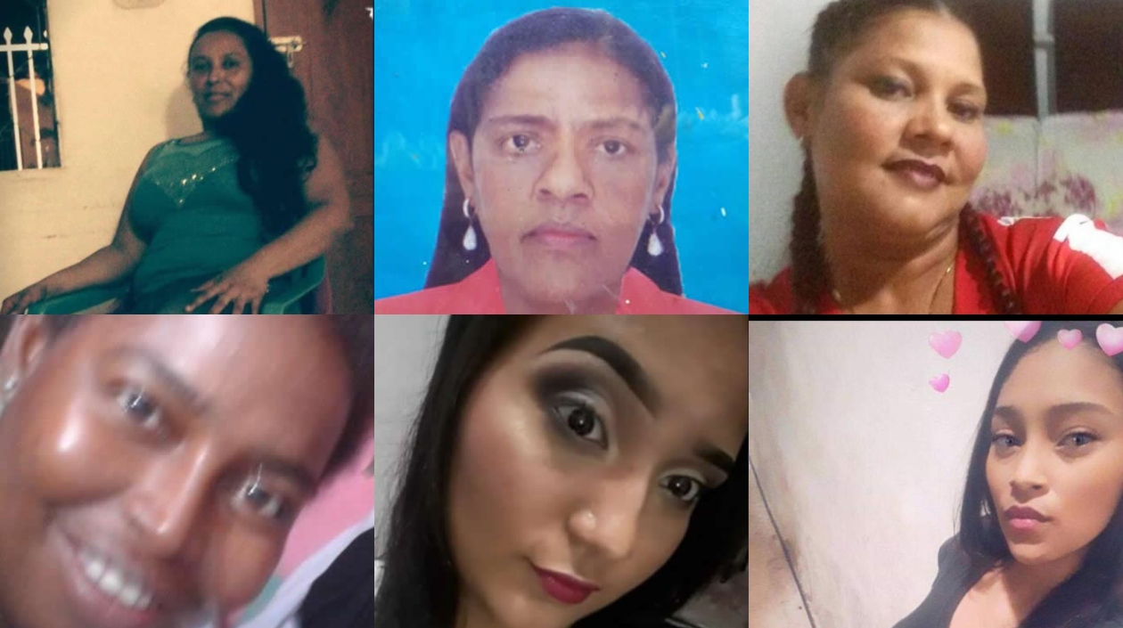 De izquierda a derecha, Arletys  Vargas Bovea, Carmen Esther Caraballo Prada, Milena Patricia De Alba Cervantes,  Aura María Obregón Agámez, Morelia Torres Bello y Durley Patricia Romero Diago, seis de las ocho mujeres asesinadas en abril en el Atlántico. 