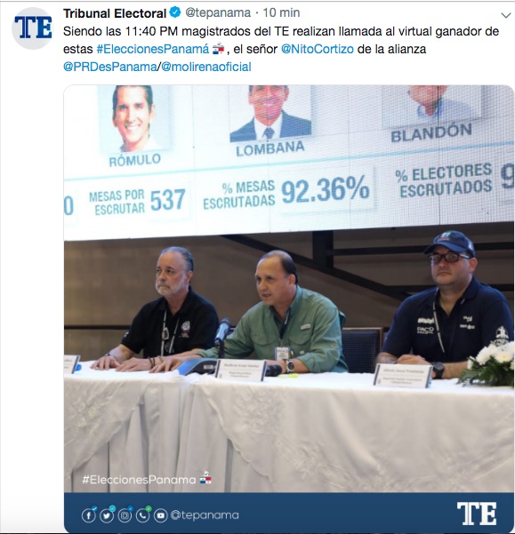 El anuncio oficial del Tribunal Electoral.