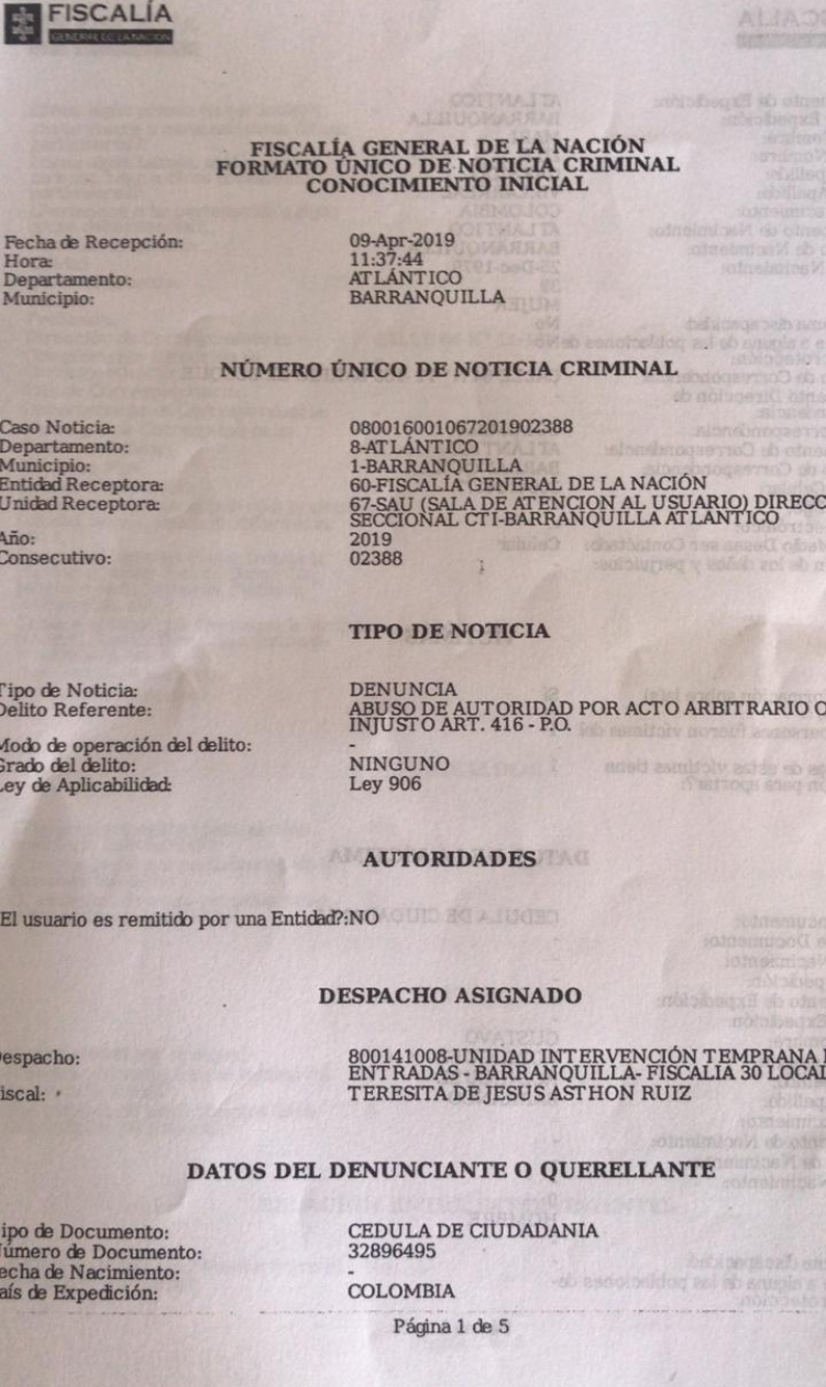 La denuncia del soldado Gustavo Javier Rodríguez Barranco.