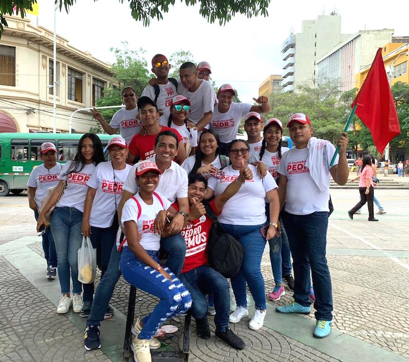 Con el grupo de jóvenes del Atlántico.