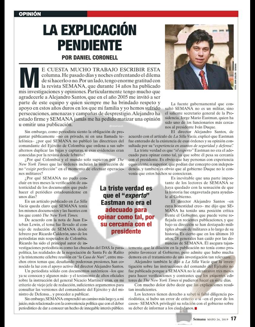 Esta es la columna publicada por Daniel Coronell en Semana.