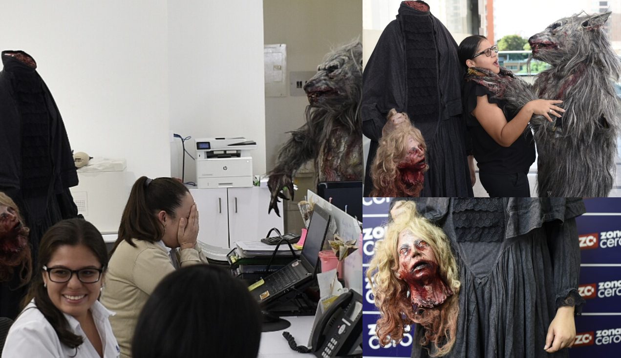 Cristian Mercado Dos de los personajes interactúan con ciudadanos barranquilleros.