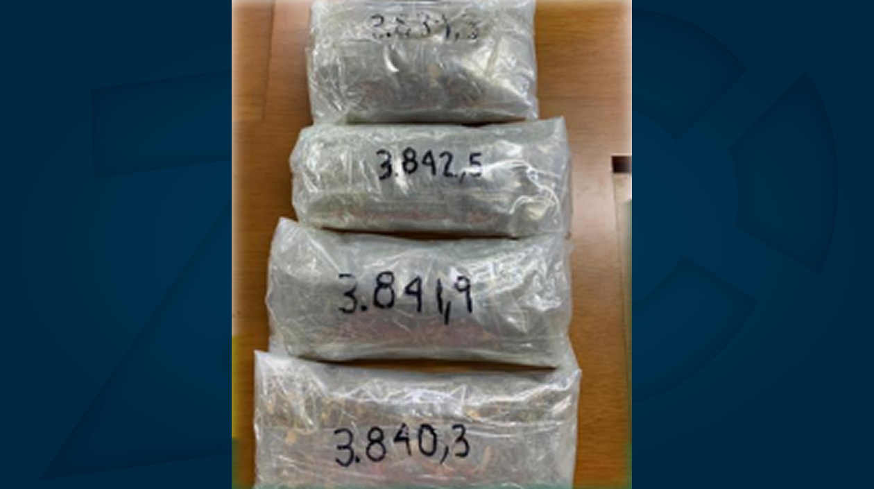 En cuatro bolsas estaba distribuido el oro incautado.