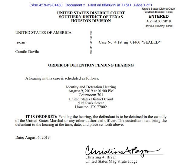 Citación a audiencia a Camilo Dávila Jimeno