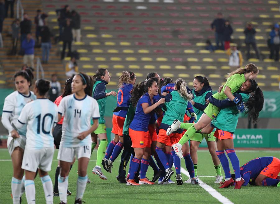 La celebración de las jugadoras colombianas.