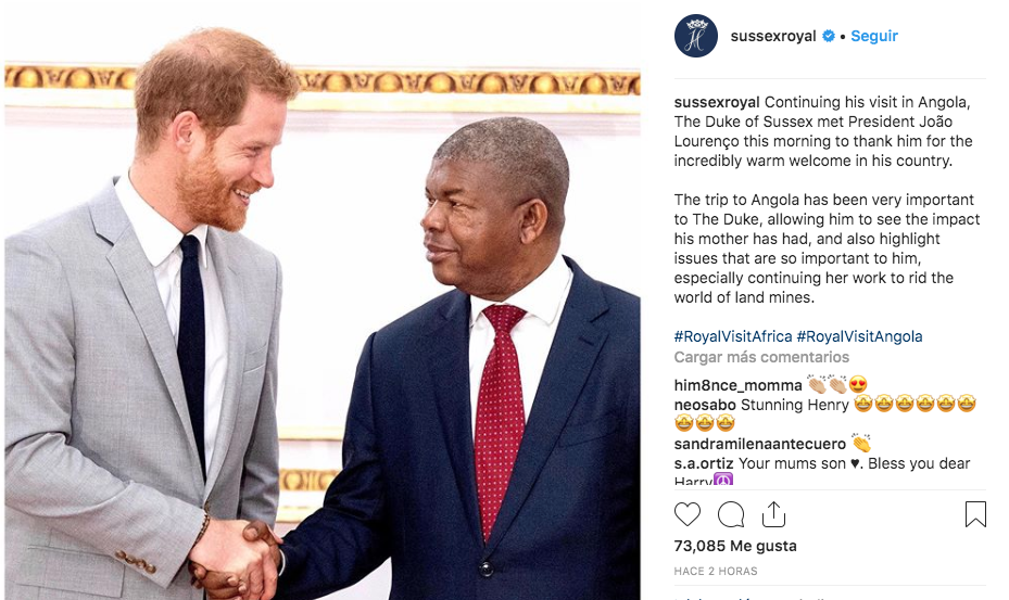 El príncipe Harry y João Lourenço, presidente de Angola.