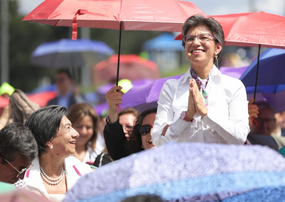 La nueva Alcaldesa de Bogotá tras el discurso de posesión.