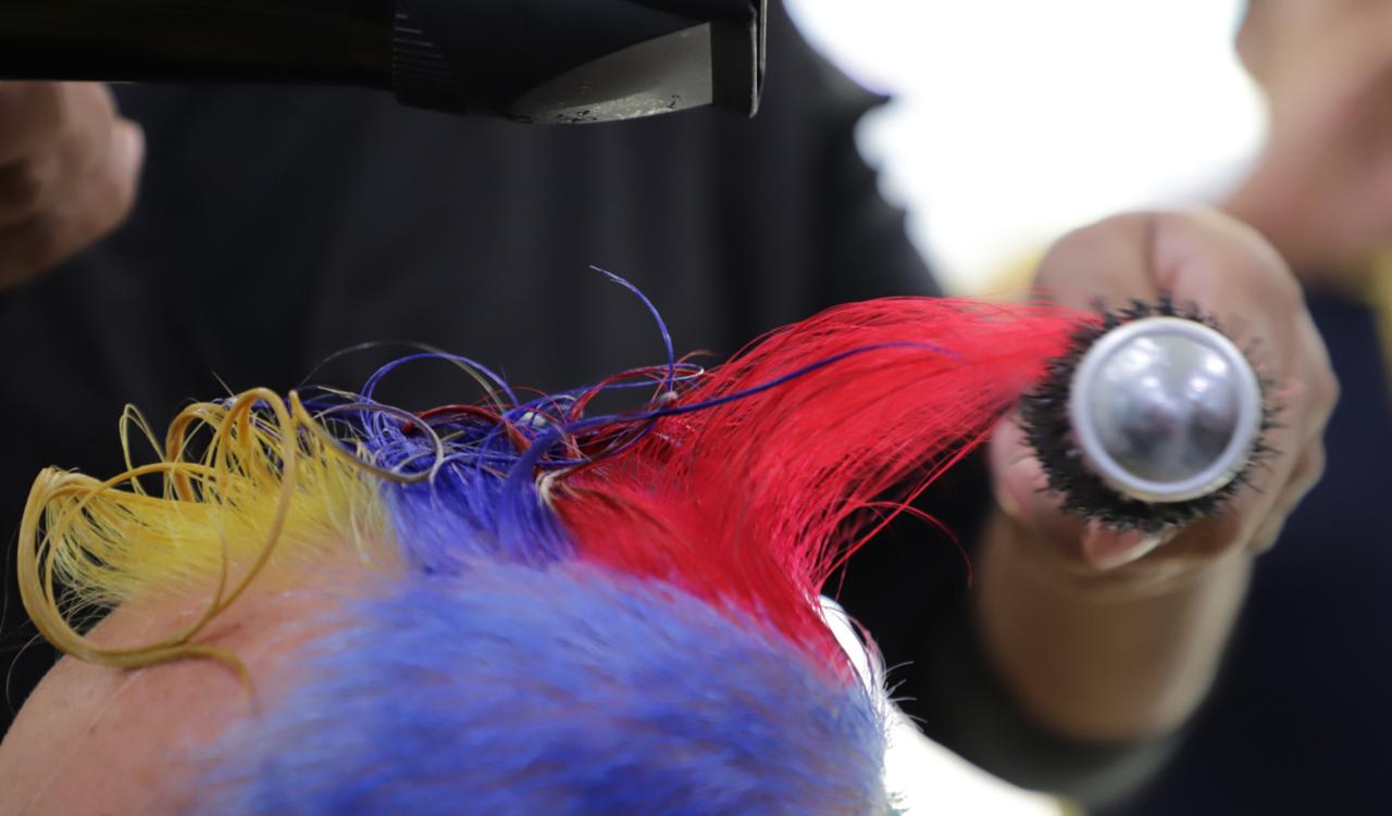 Cabello de 'El Cole' durante la fase de secado.