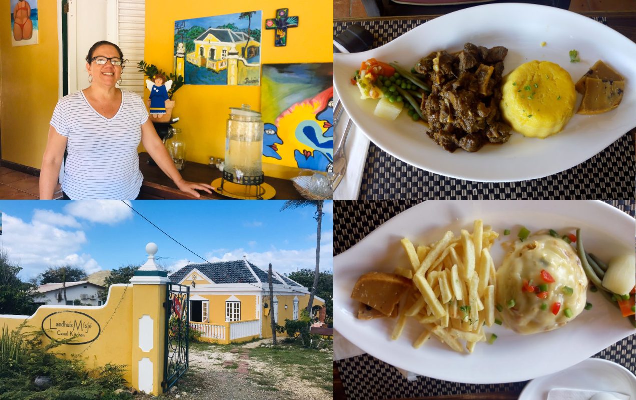Keshi Jena y  Kabritu, dos delicias de Curazao preparadas por Deborah Noordhof del Restaurante Landhuis Misjé.