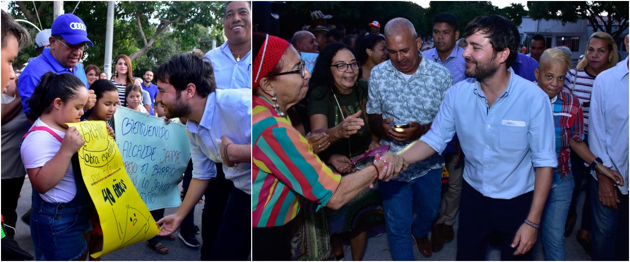 Jaime Pumarejo con habitantes del barrio La Unión.