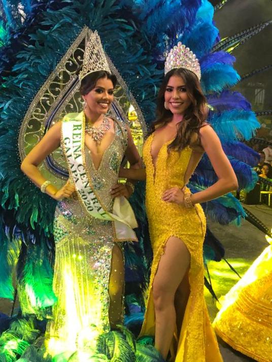 Katina Rincón (Reina 2020) y Cynthia Rincón (Reina 2019) luego de la coronación. 