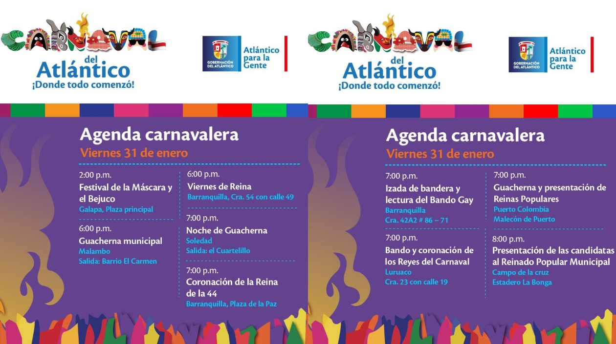 Programación fin de semana Carnaval del Atlántico.