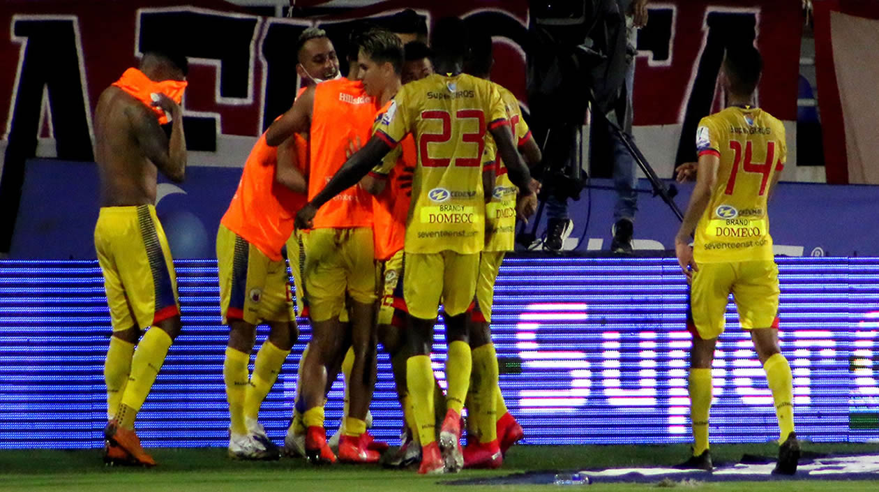 Jugadores del Deportivo Pasto celebrando en el 'Romelio Martínez.