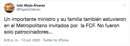 El trino del periodista Iván Mejía.