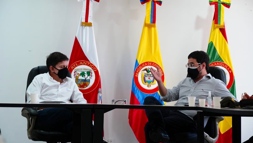 El Ministro de Justicia en Barranquilla el día del partido.