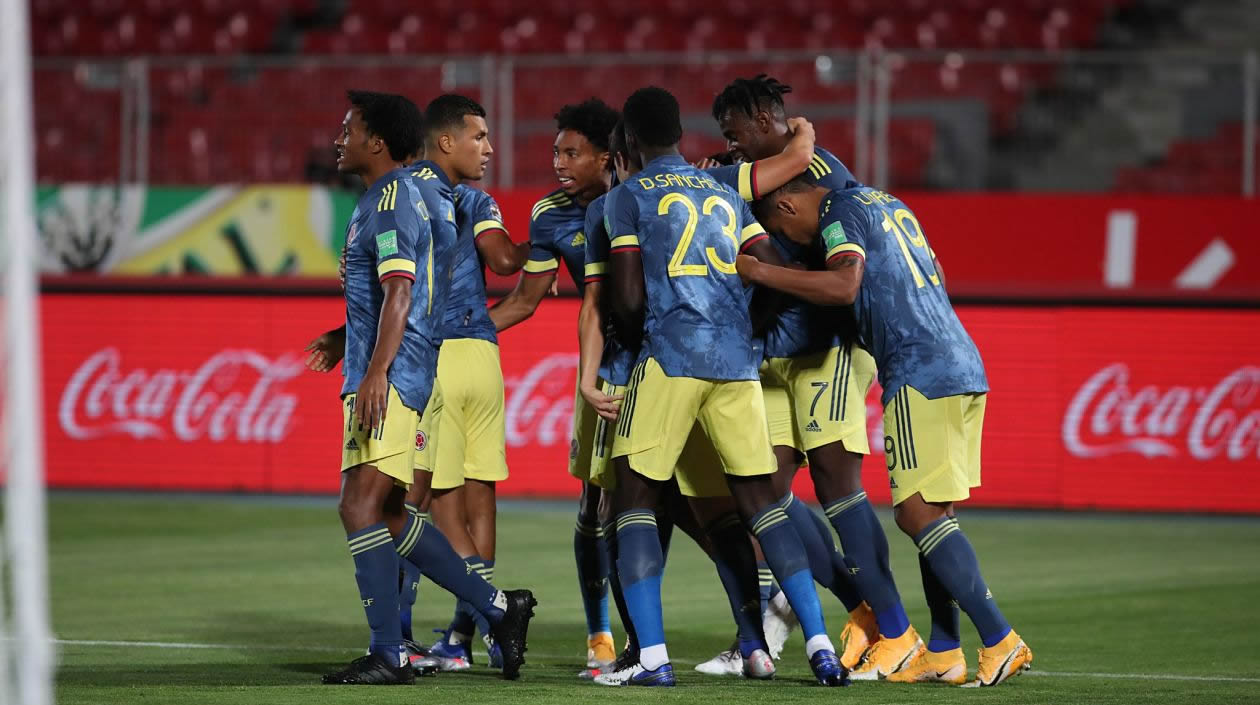 Celebración colombiana del primer gol anotado por Jefferson Lerma.