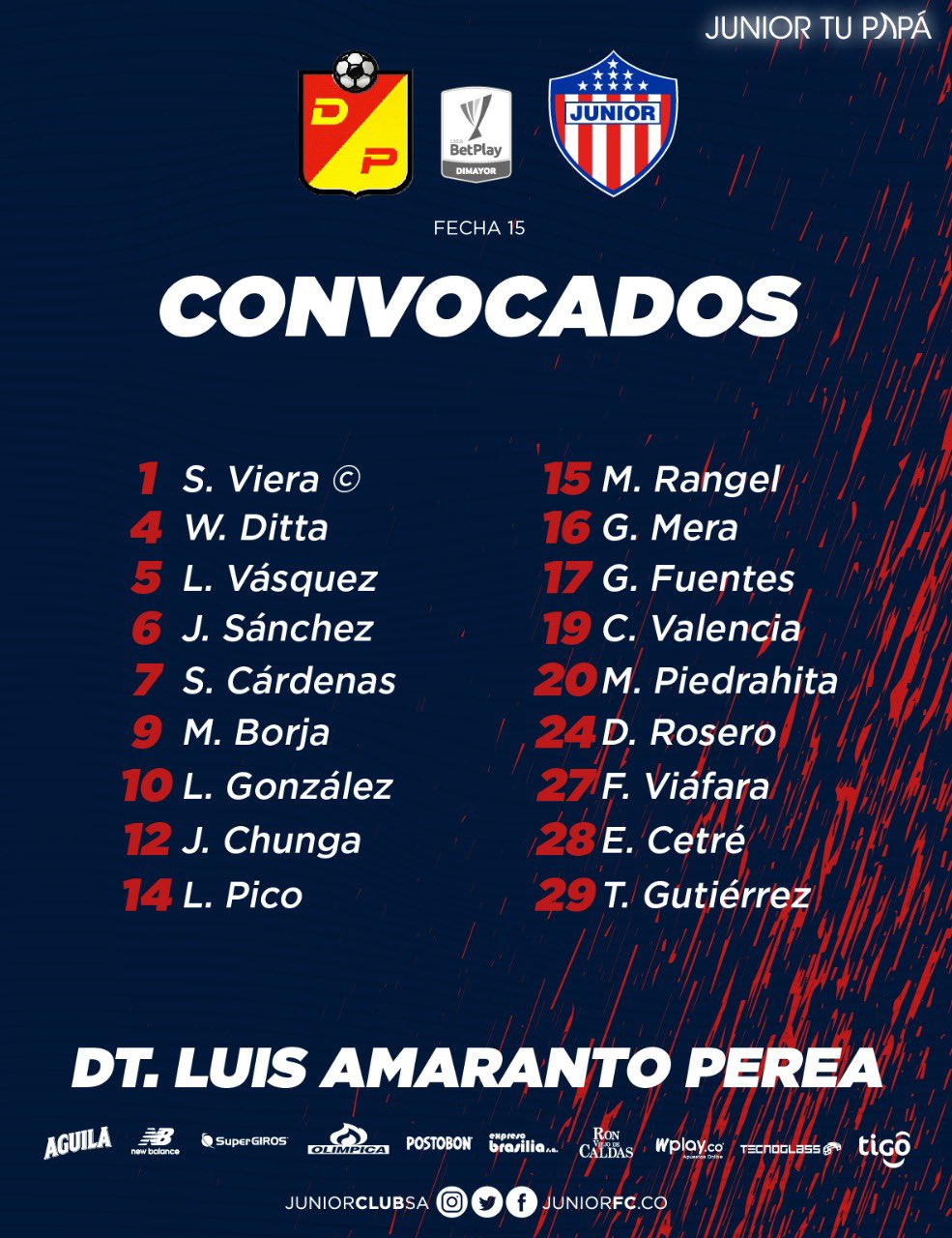 Concentrados de Junior para el duelo ante Deportivo Pereira. 