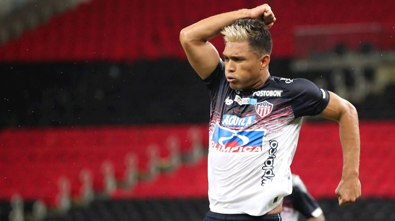 El jugador Teofilo Gutiérrez de Junior celebra un gol