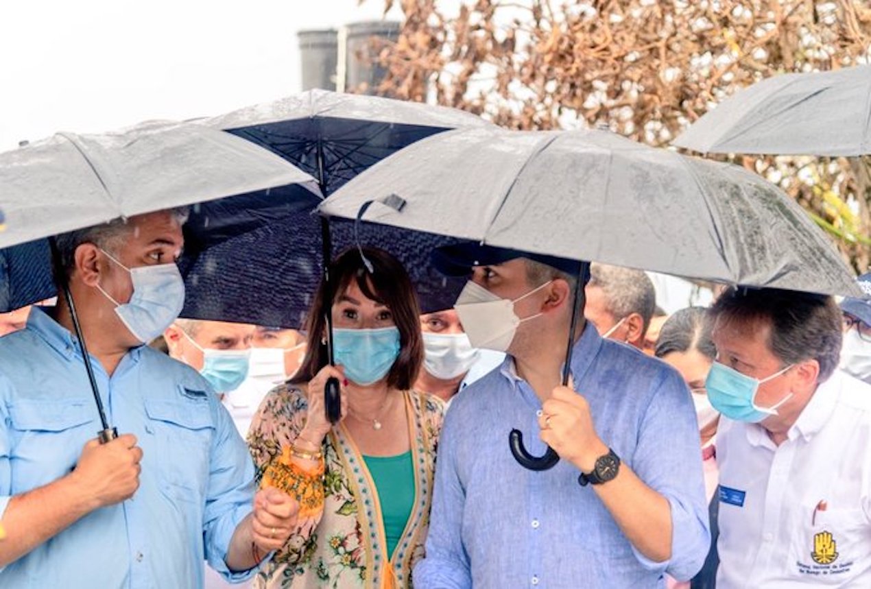 El Presidente Duque, la Ministra del Interior y el Ministro de Vivienda, durante su visita a San Andrés.