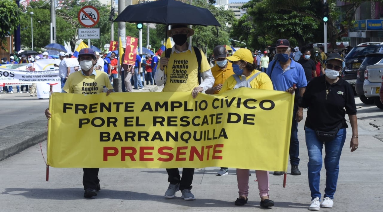 Marcha de este jueves en Barranquilla. 