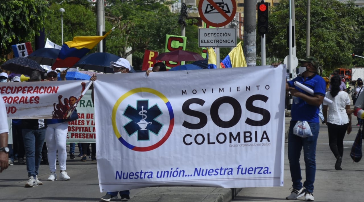 Marcha de este jueves en Barranquilla. 