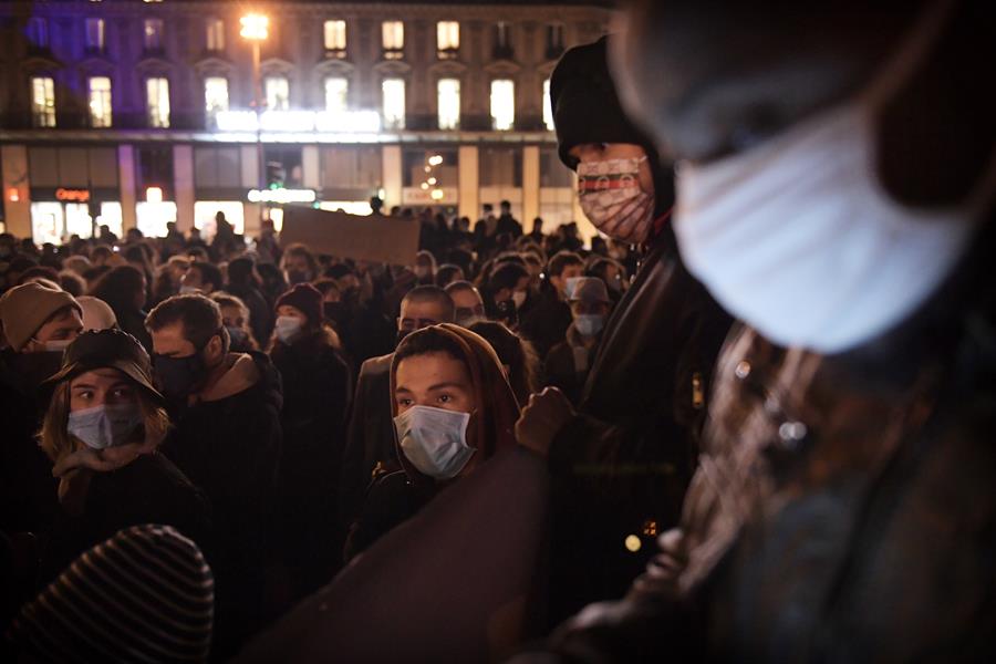 Los manifestantes en París. 