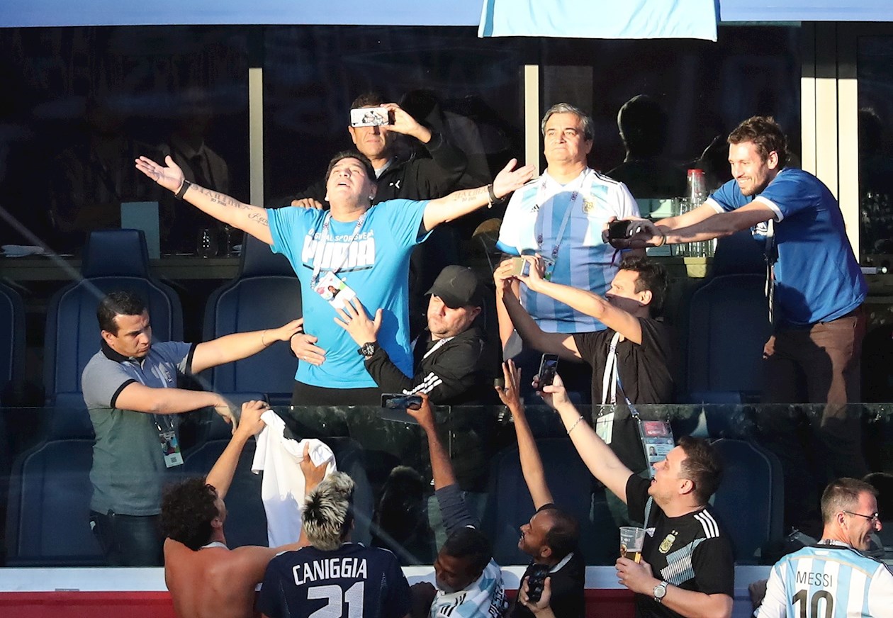 Diego Maradona, en el Mundial de Rusia 2018.