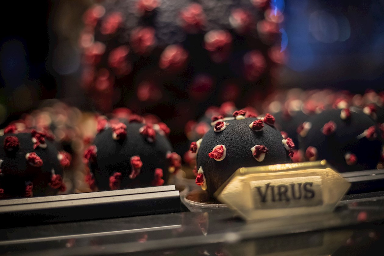 Uno de los postres con forma de coronavirus.