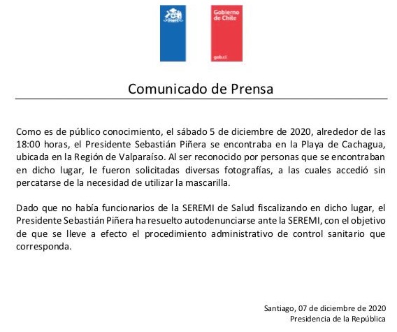 Twitter Presidencia de Chile