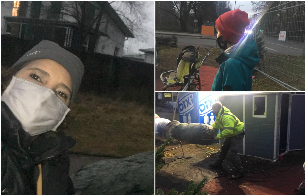 Con su hijo, Sofía salió a comprar el árbol un día antes del confinamiento.