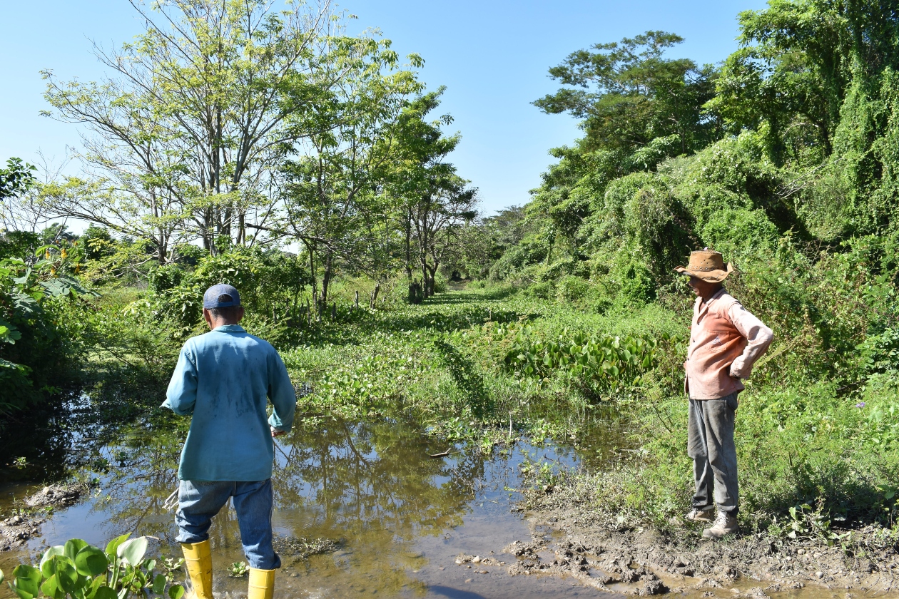 Por aquí entró el chorro de agua que en pocas horas acabó el arduo trabajo de varios meses de 30 familias campesinas.