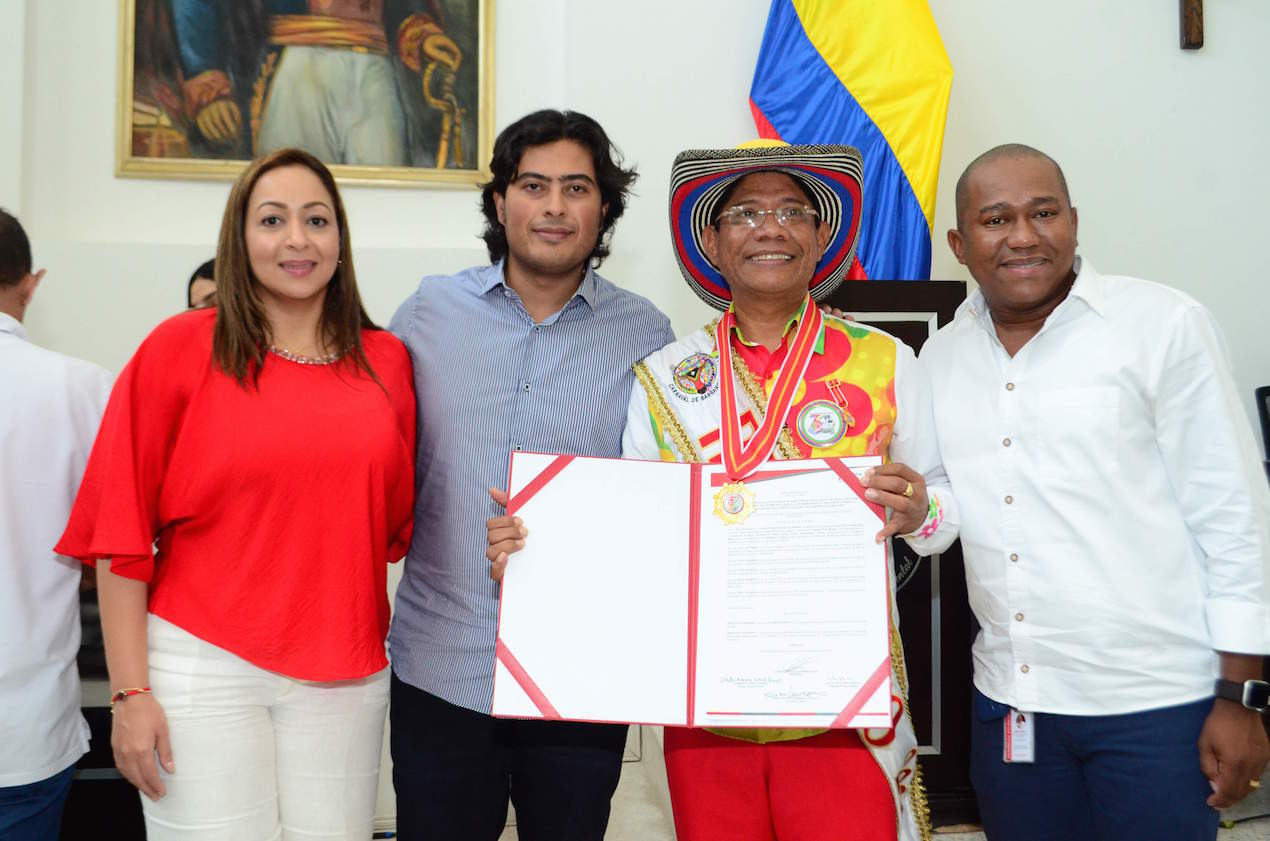 Karina Llanos, Nicolás Petro, Alcides Romero y Gersel Pérez, durante el evento en la Asamblea del Atlántico.