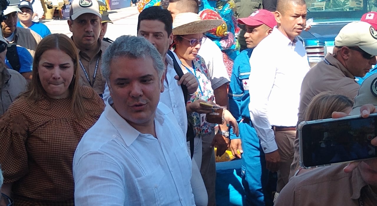 Zona Cero El Presidente Duque a su llegada a Puerto Colombia.