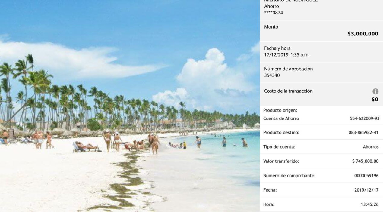 Cortesía. La familia realizó las dos últimas consignaciones el 17 de diciembre del 2019.