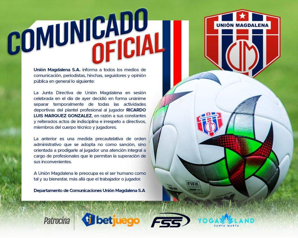 Comunicado del Unión Magdalena. 
