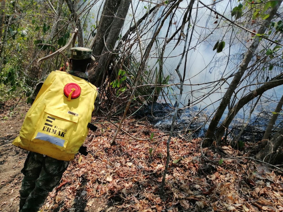 Personal trabajando en el lugar de la emergencia.