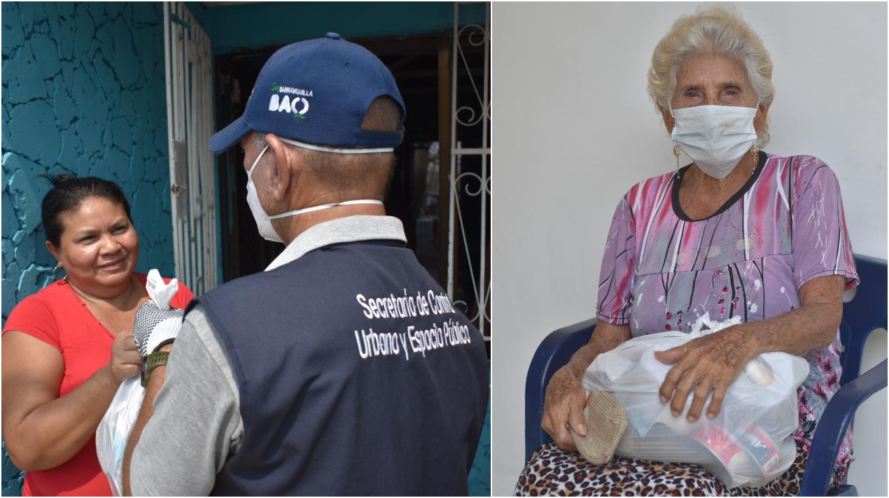 Prensa Alcaldía La Secretaría de Control Urbano y Espacio Público entregó 2.452 auxilios alimentarios a vendedores estacionarios, semiestacionarios y ambulantes.