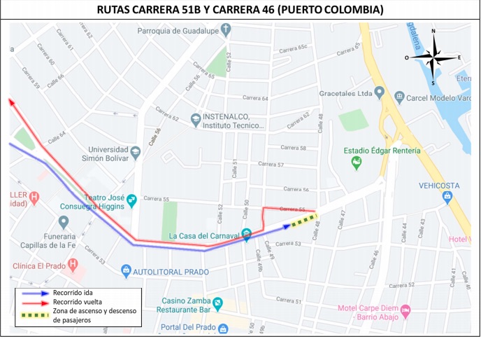 Para el sector de la carrera 51B.