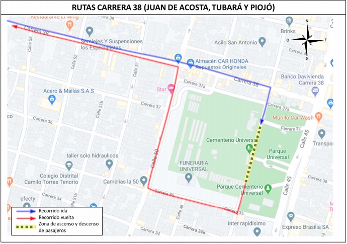 Para el sector de la carrera 38.