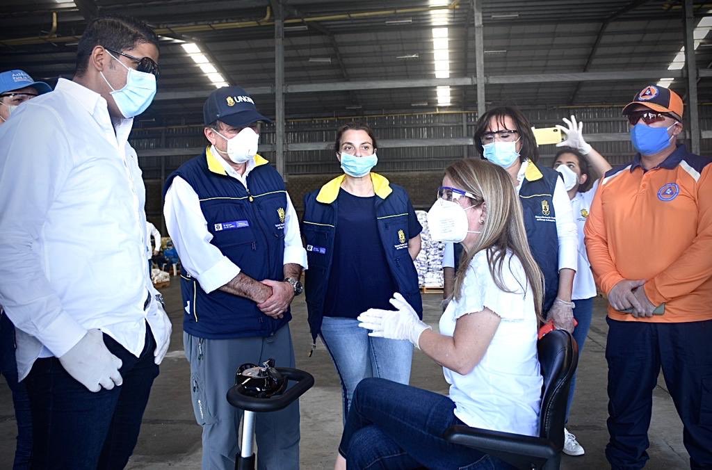 Consejera para las regiones, Director de UNGRD y la Gobernadora Elsa Noguera.