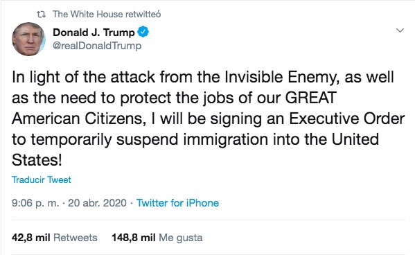 El mensaje de Donald Trump.