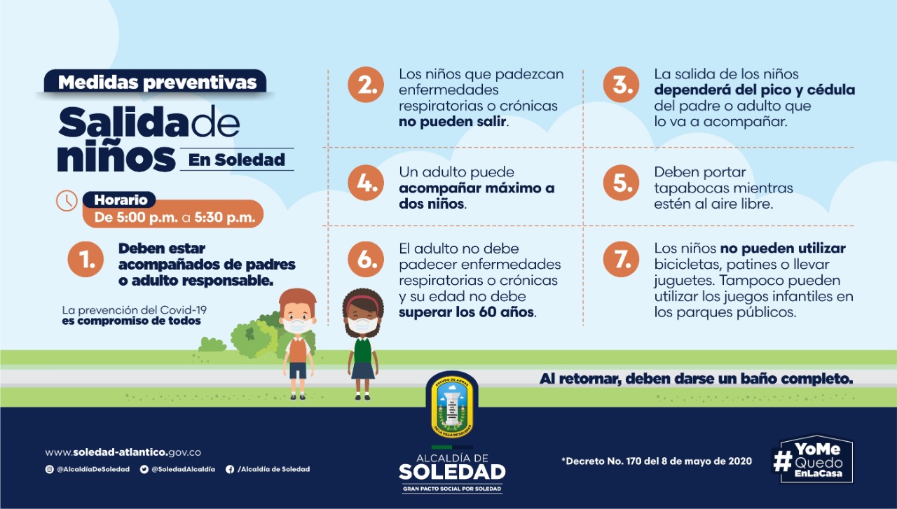 Medidas para que los niños mayores de 6 años salgan media hora al día a la calle cerca de su residencia.