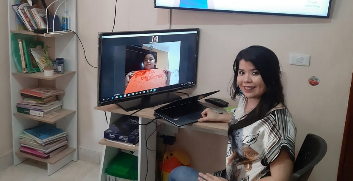 La maestra Giehizi Rodríguez de la IED Jorge N. Abello.