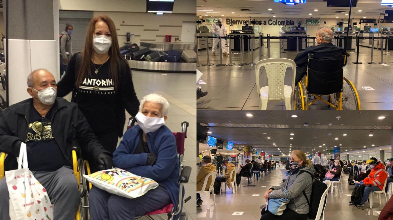 Familia Marimón en el aeropuerto El Dorado en Bogotá.