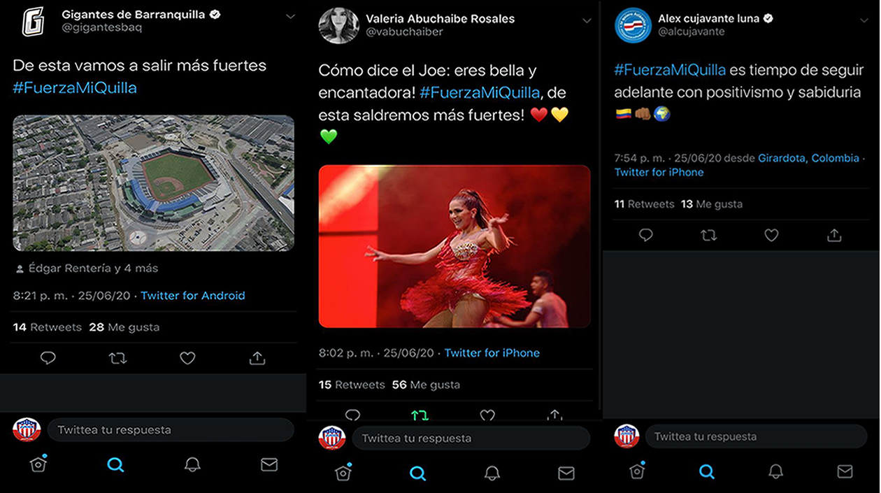 Expresiones de solidaridad con Barranquilla.