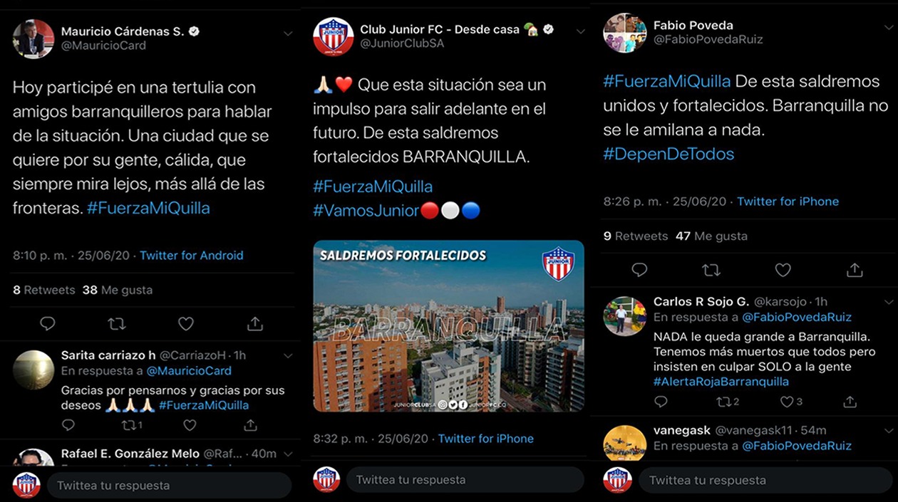 Expresiones de solidaridad con Barranquilla.