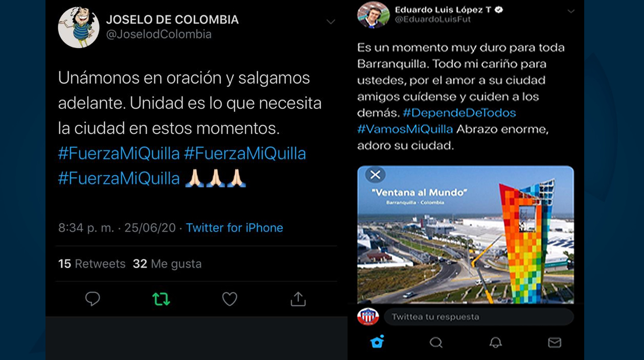 EExpresiones de solidaridad con Barranquilla.