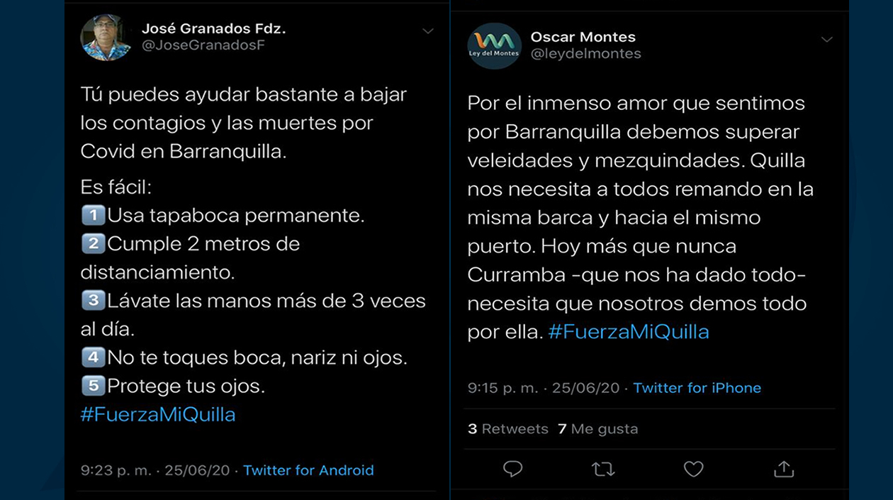 Expresiones de solidaridad con Barranquilla.