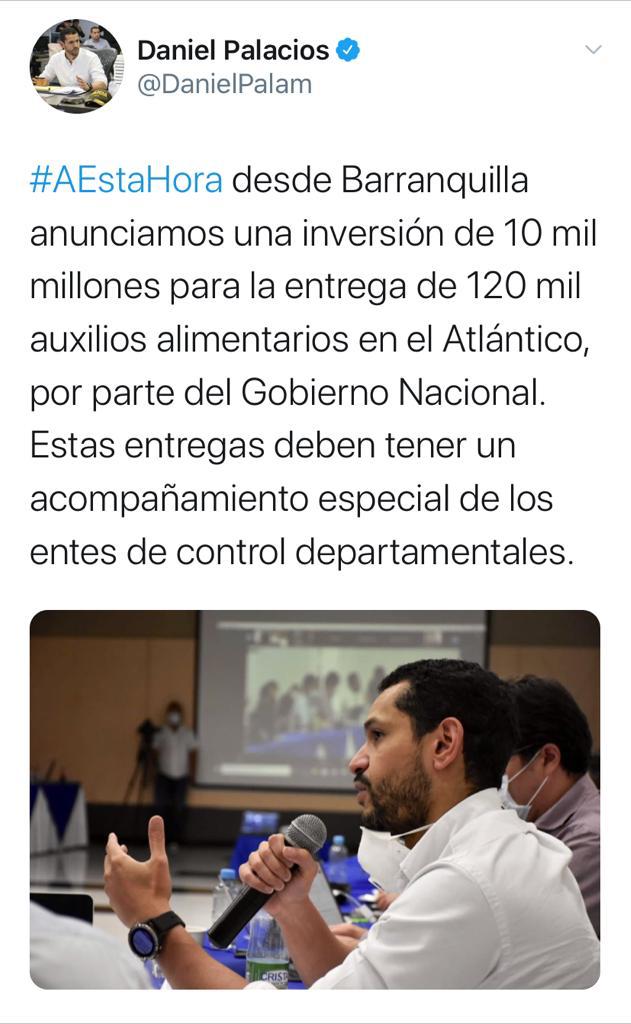 El mismo Viceministro del Interior, Daniel Palacios, publicó su foto sin el tapaboca puesto, durante la reunión del Comité de Emergencia, realizado en Barranquilla.